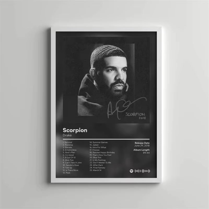 Drake Pop Rap Music Album Cover Poster Aesthetic Rapper Hip Hop Rock Wall Art Canvas Painting Picture for Living Room Home Decor
